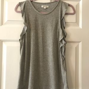 NWT Madewell Metallic Silver Ruffle Top L